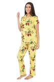 Designer Mart Women's Cotton Floral Printed Night Suit Set of Shirt & Pyjama - Designer mart