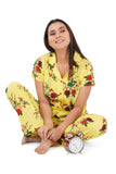 Designer Mart Women's Cotton Floral Printed Night Suit Set of Shirt & Pyjama - Designer mart