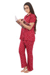 Designer Mart Women's Cotton Geomatrical Printed Night Suit Set of Shirt & Pyjama - Designer mart