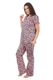 Designer Mart Women's Cotton Heart Printed Night Suit Set of Shirt & Pyjama - Designer mart