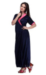 Designer mart Women's Multi-Colored Satin Lingerie Robe Set Combo Navy - Designer mart
