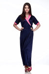 Designer mart Women's Multi-Colored Satin Lingerie Robe Set Combo Navy - Designer mart
