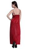 Designer mart women's Poly Satin Solid Nighty (Maroon, Free Size) - Designer mart