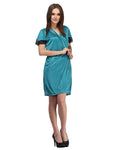 Designer mart Women's Poly Satin Solid Robe (Teal , Free Size) - Designer mart