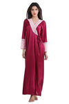 Designer mart Women's Satin Nightwear Set of 6 Pcs Nighty, Wrap Gown, Top,Pajama, Bra & Thong - Designer mart