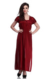 Designer mart women's Satin Nighty (Free Size) Maroon - Designer mart