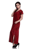 Designer mart women's Satin Nighty (Free Size) Maroon - Designer mart