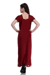 Designer mart women's Satin Nighty (Free Size) Maroon - Designer mart