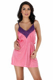 Designer mart Women's Satin Solid Nighty (Pink, Free Size) - Designer mart