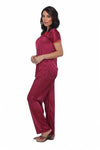 Designer mart women's Satin Top & Pyjama,Night Dress - Set of 2( Cherry, Free Size) - Designer mart