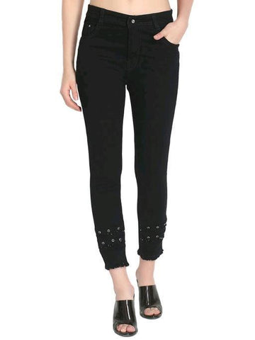 Designer Mart Women's Skinny Fit Black Jeans - Designer mart
