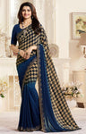 Desirable Blue Casual Printed Georgette Saree - Designer mart