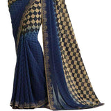 Desirable Blue Casual Printed Georgette Saree - Designer mart