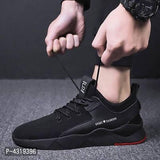 Elegant Black Mesh Solid Sneakers For Men - Designer mart