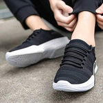 Elegant Black Mesh Solid Sports Shoes For Men - Designer mart