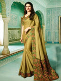 Elegant Green Colored Casual Wear Printed Georgette Saree - Designer mart