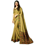 Elegant Green Colored Casual Wear Printed Georgette Saree - Designer mart