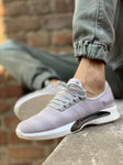 Elegant Grey Mesh Solid Sports Shoes For Men - Designer mart