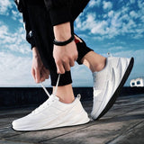 Elegant White Synthetic Leather Solid Sports Shoes For Men - Designer mart