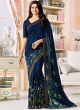 Floral Printed Georgette Sari - Designer mart