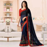 Floral Printed Georgette Sari - Designer mart