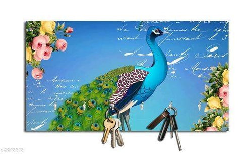 Flower & Peacock Home Wooden Key Holder (23.4cm X 12.8cm X 3cm) - Designer mart