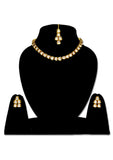 Gold Plated Kundan Necklace Set - Designer mart