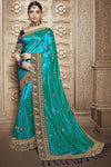 Green Paper Silk Sari With Blouse Piece - Designer mart