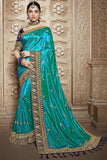 Green Paper Silk Sari With Blouse Piece - Designer mart