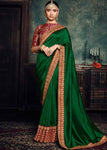 Green Rangoli Silk Saree With Blouse Piece - Designer mart