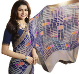 Grey Check Printed Saree - Designer mart