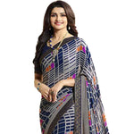 Grey Check Printed Saree - Designer mart