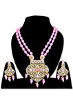 Hand crafted designer pink necklace set - Designer mart