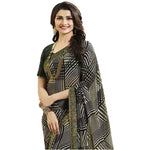 Ideal Black Colored Casual Wear Printed Georgette Saree - Designer mart