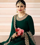 Innovative Green Colored Semi Stitched Georgette Suit - Designer mart