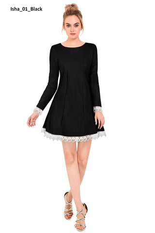 Isha Black Designer Dress Knitting (Hosiery) - Designer mart