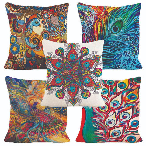 Jute Cushion Cover (Multicolour, 16x16)-Set of 5 - Designer mart