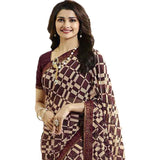 Maroon and Cream Box Printed Georgette Saree - Designer mart