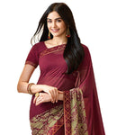 Maroon Colored Casual Wear Printed Georgette Saree - Designer mart