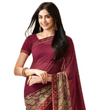 Maroon Colored Casual Wear Printed Georgette Saree - Designer mart