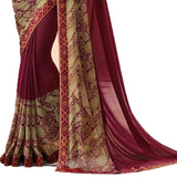 Maroon Colored Casual Wear Printed Georgette Saree - Designer mart