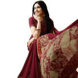 Maroon Colored Casual Wear Printed Georgette Saree - Designer mart