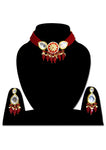 Maroon Golden Meenakari kundan Beads Necklace set - Designer mart