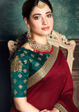 Maroon Rangoli Silk Saree With Blouse Piece - Designer mart