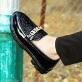 Men's Black Synthetic Leather Solid Casual Shoes - Designer mart