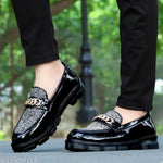 Men's Black Synthetic Leather Solid Casual Shoes - Designer mart