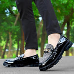 Men's Black Synthetic Leather Solid Casual Shoes - Designer mart