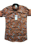 Men's Brown Cotton Floral Printed Shirt - Designer mart