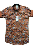Men's Brown Cotton Floral Printed Shirt - Designer mart