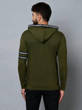 Men's Green Cotton Self Pattern Hooded Tees - Designer mart